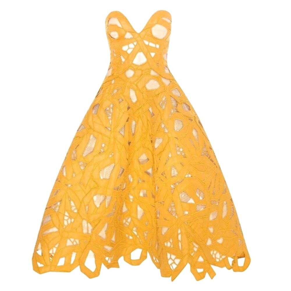 Oscar de la Renta Cutout Bow Faille Cockatail Dress Fall 2021 Size 2 - Picture 1 of 16